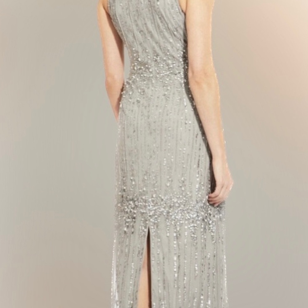 Adrianna Papell beaded gray gown - Picture 2 of 5